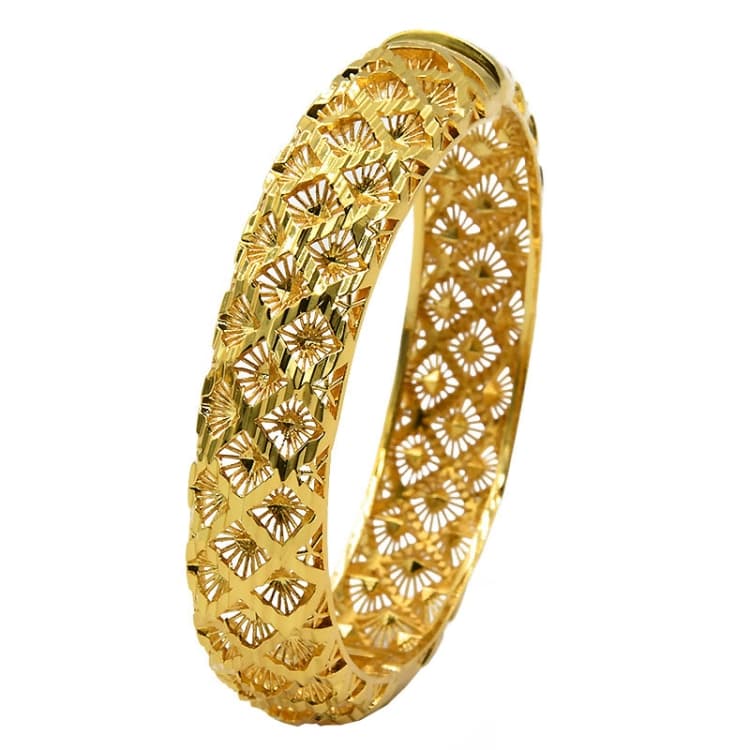 Bracciale placcato oro 24K B-113 per donna, bracciale sabbia oro da sposa - Immagine 1