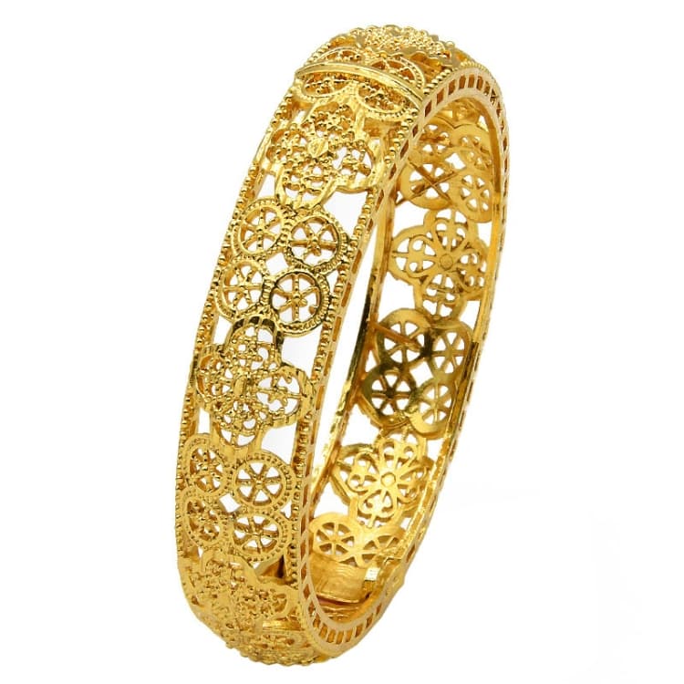 Bracciale B-118 placcato oro 24K per donna, bracciale sabbia oro da sposa - Immagine 1