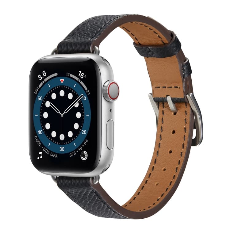 B Style Leather Watch Band Watch Band For Apple Watch Series 9&8&7 41mm / SE 3&SE 2&6&SE&5&4 40mm / 3&2&1 38mm(Black) - Immagine 1