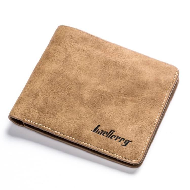 Baellerry BLR1152 Men Short Wallet Vintage Frosted Two Fold Wallet(Coffee Horizontal) - Immagine 1