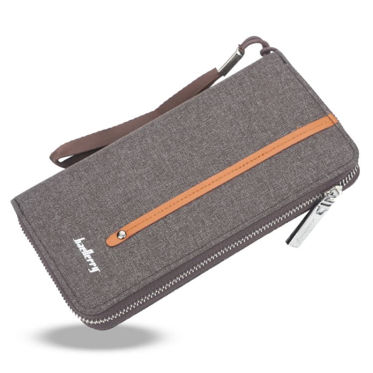 Baellerry Canvas Wallet Long Zipper Wallet Vintage Casual Multi-Card Clutch For Men(Coffee) - Immagine 1