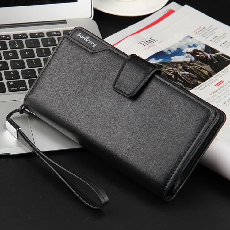 Baellerry Casual Wallet Long Clutch Tri-fold Wallet Multifunctional Phone Bag For Men(Black) - Immagine 1