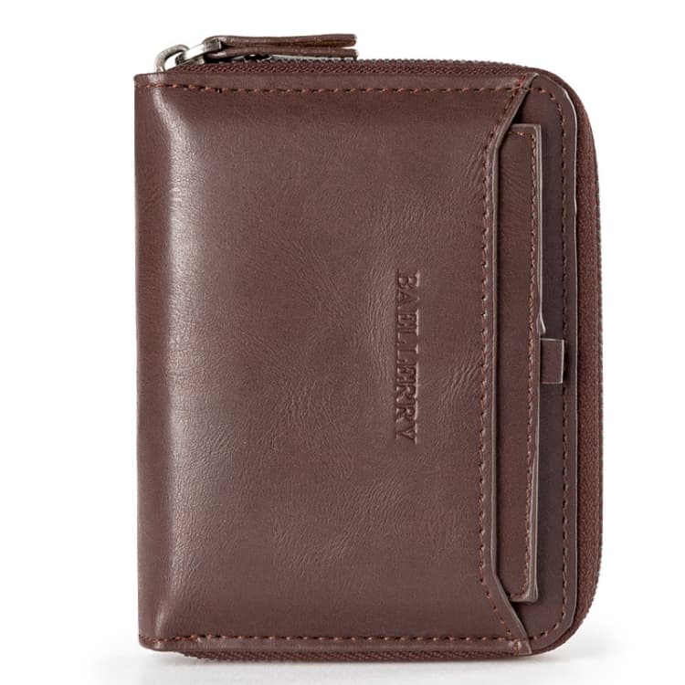 Baellerry D3124 Short PU Leather Wallet Zipper Retro Youth Small Wallet(Purple Vertical) - Immagine 1