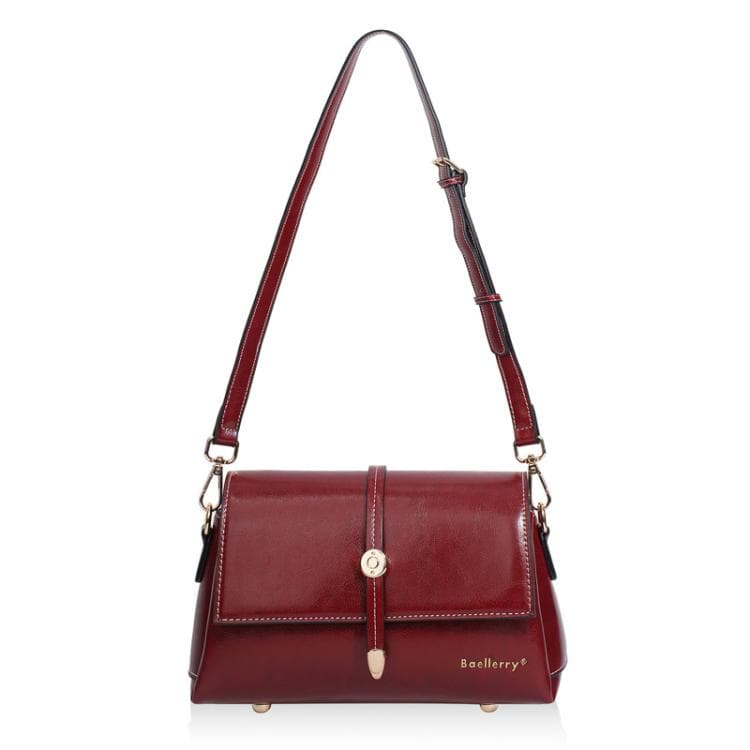 Baellerry N8943 Vintage Waxed Leather Women Small Square Bag With Metal Buckle Single-Shoulder Crossbody Bag(Red) - Immagine 1