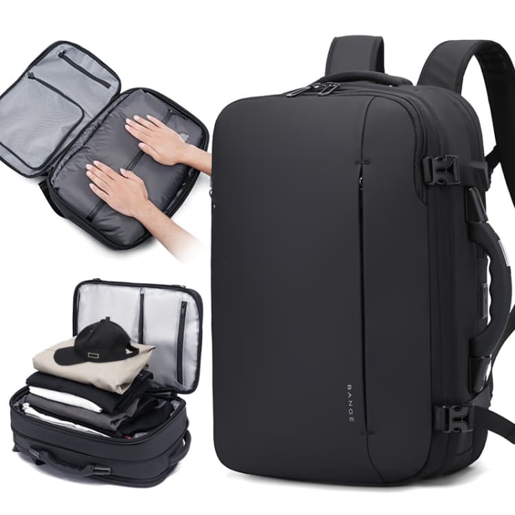 BANGE BG-1909-8 Vacuum Compression Backpack Casual Computer Bag Large Capacity Weighable Business Travel Bag(Black No Pump) - Immagine 1