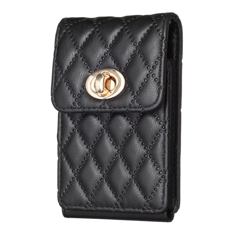BFK07 Metal Buckle Vertical Card Bag Mobile Phone Back Sticker(Black) - Immagine 1