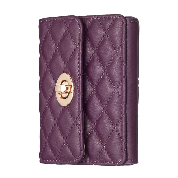 BFK09 Metal Buckle Horizontal Card Bag Mobile Phone Back Sticker(Dark Purple) - Immagine 1