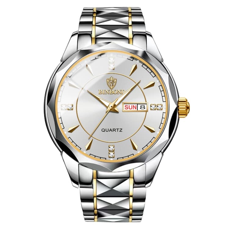 BINBOND B5552 Orologio da polso al quarzo multifunzionale luminoso (Inter-oro-Bianco) - Immagine 1