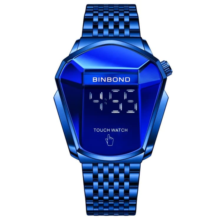 BINBOND Orologio Concetto Locomotiva Touch Screen Acciaio Cinturino Uomo Tecnologia Nera (Blu Acciaio Blu) - Immagine 1