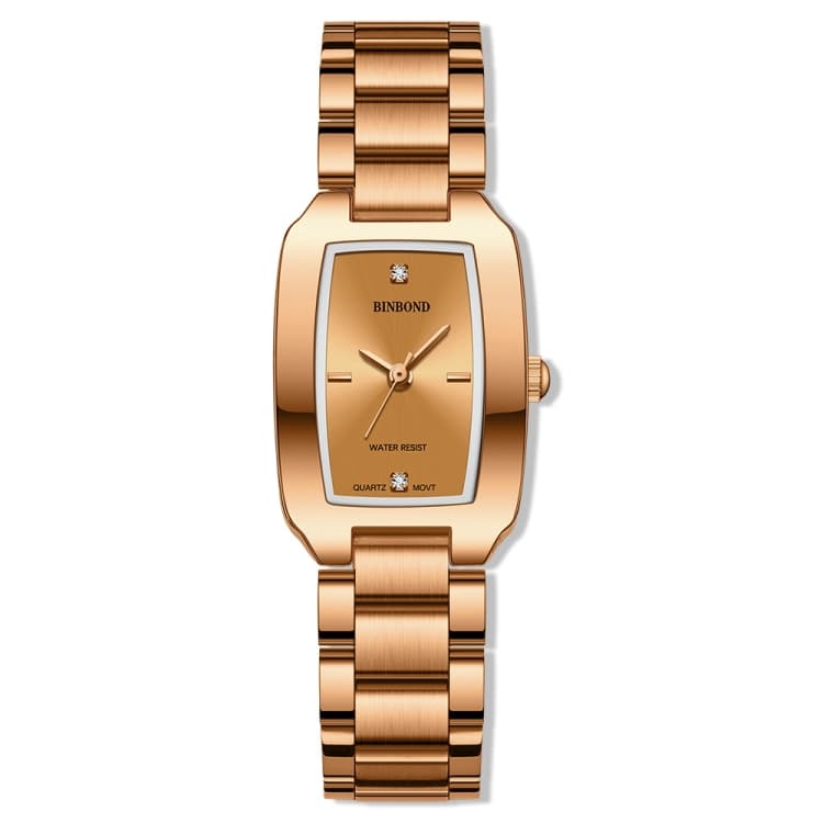 BINBOND N321 Orologio al quarzo impermeabile 30M in metallo quadrato temperamento, Colore: Rosa Oro - Immagine 1