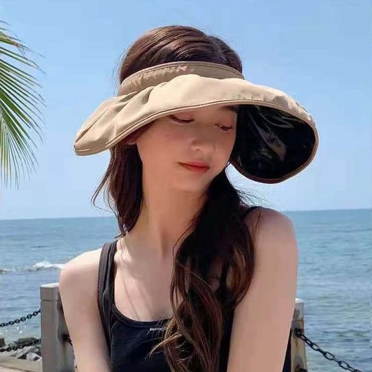 Cappello parasole in gelatina nera a forma di conchiglia, fascia per capelli a doppio uso, cappello visiera per esterno, protezione solare - Immagine 1