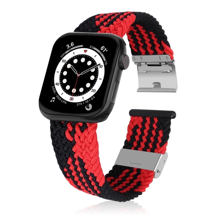 Cinturino per Apple Watch intrecciato in acciaio inossidabile per Apple Watch Series 7 41mm / 6 & SE & 5 & 4 40mm / 3 & 2 & 1 38mm (Nero Rosso Verticale) - Immagine 1