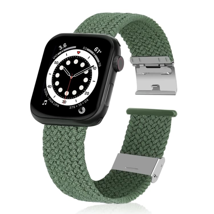 Cinturino per Apple Watch intrecciato + acciaio inossidabile per Apple Watch Series 7 45mm / 6 & SE & 5 & 4 44mm / 3 & 2 & 1 42mm (Verde Oliva) - Immagine 1