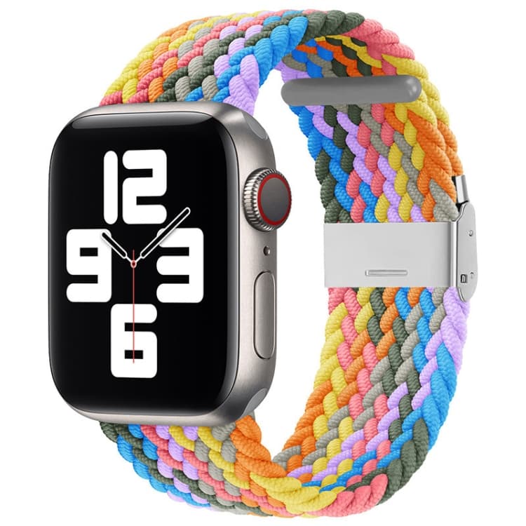 Cinturino per Apple Watch intrecciato + acciaio inossidabile per Apple Watch Series 9&8&7 41mm / SE 3&SE 2&6&SE&5&4 40mm / 3&2&1 38mm (Viola Battito Cardiaco) - Immagine 1