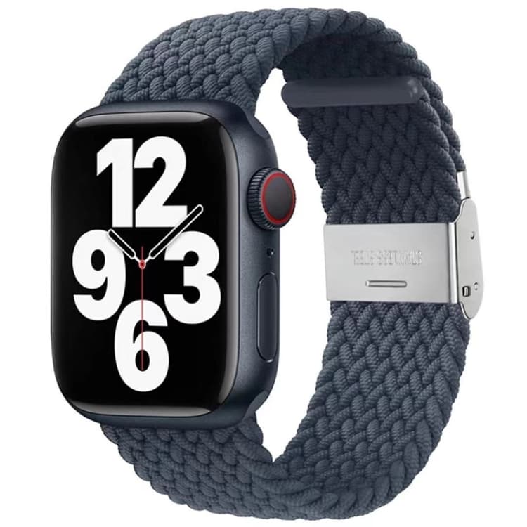 Cinturino per orologio intrecciato + acciaio inossidabile per Apple Watch Ultra 49mm e Watch Ultra 2 49mm / Series 9&8&7 45mm / SE 3&SE 2&6&SE&5&4 44mm / 3&2&1 42mm (Blu profondo) - Immagine 1