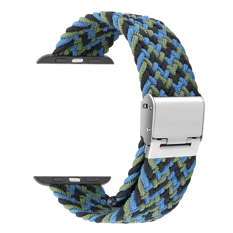 Cinturino per orologio intrecciato + acciaio inossidabile per Apple Watch Ultra 49mm e Watch Ultra 2 49mm / Series 9&8&7 45mm / SE 3&SE 2&6&SE&5&4 44mm / 3&2&1 42mm (Nero Blu Verde) - Immagine 1