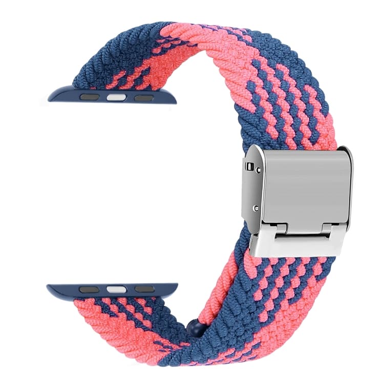 Cinturino per Apple Watch intrecciato + acciaio inossidabile per Apple Watch Ultra 49mm e Watch Ultra 2 49mm / Series 9&8&7 45mm / SE 3&SE 2&6&SE&5&4 44mm / 3&2&1 42mm (Blu Rosa) - Immagine 1