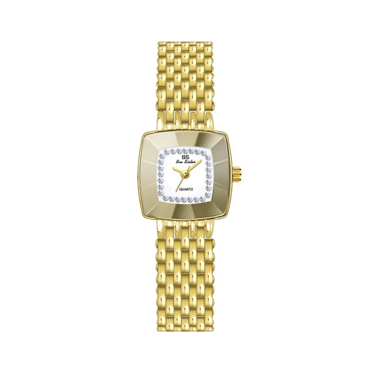 BS Bee Sister FA1197 Orologio semplice da donna con cinturino in acciaio inossidabile e quadrante quadrato (Oro) - Immagine 1