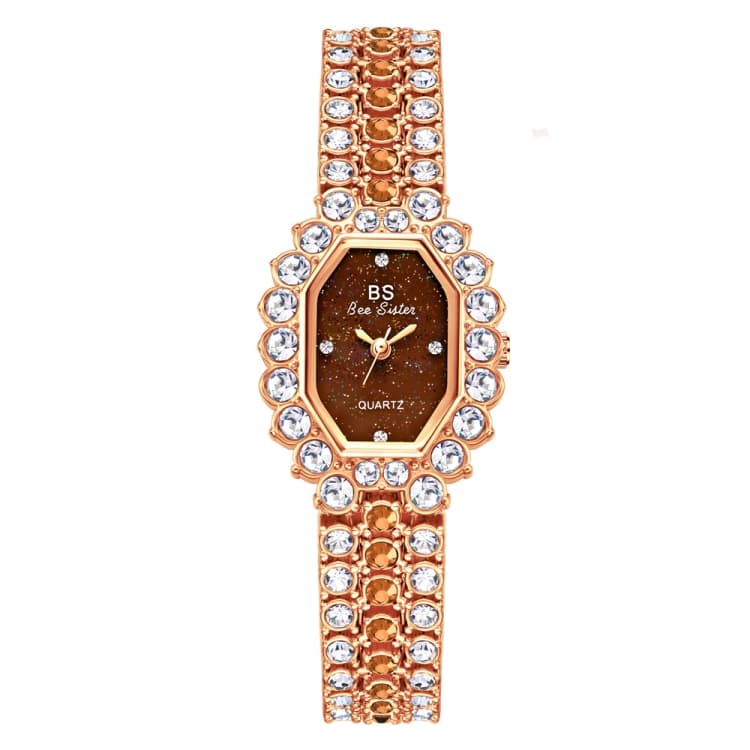 BS Bee Sister FA1581 Orologio da Donna Niche Glitter Full Diamond (Rosa Caffè) - Immagine 1
