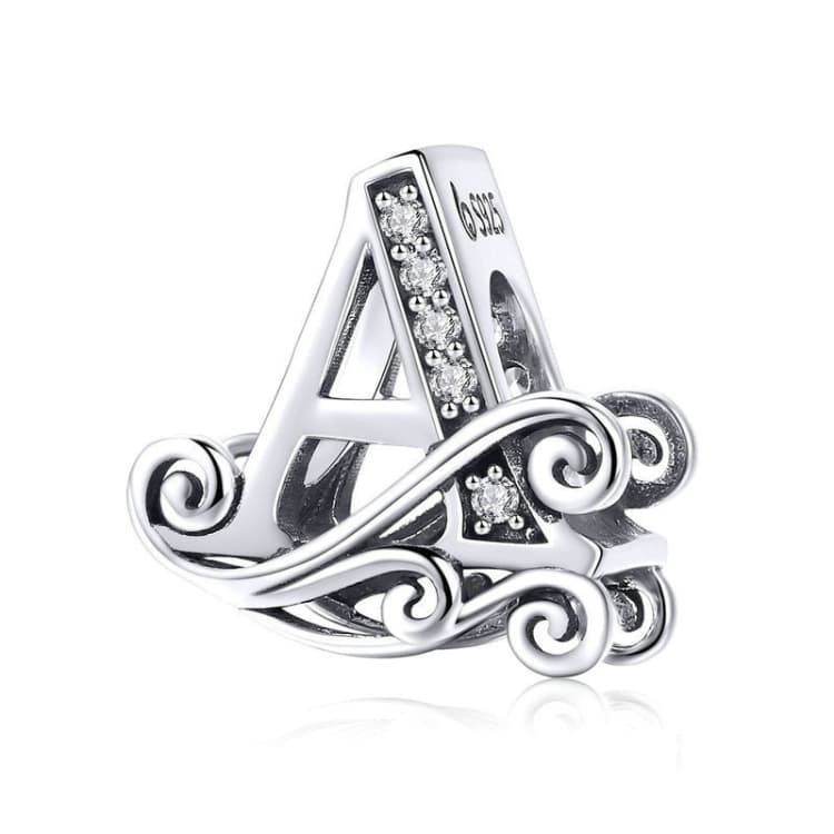 BSC030 26 Letters DIY Bracelet Beaded Accessories Zircon Silver Beads, Style: A - Immagine 1