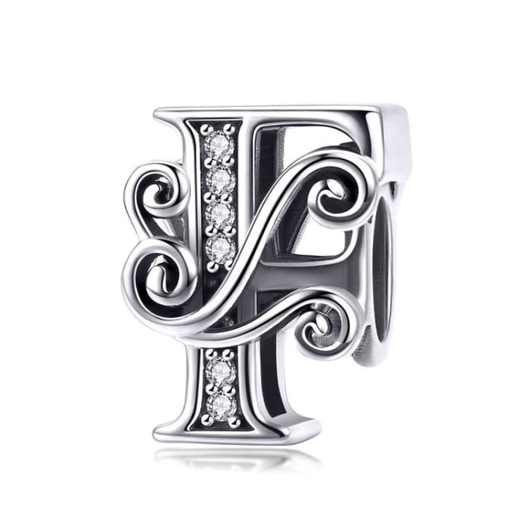 BSC030 26 Letters DIY Bracelet Beaded Accessories Zircon Silver Beads, Style: F - Immagine 1