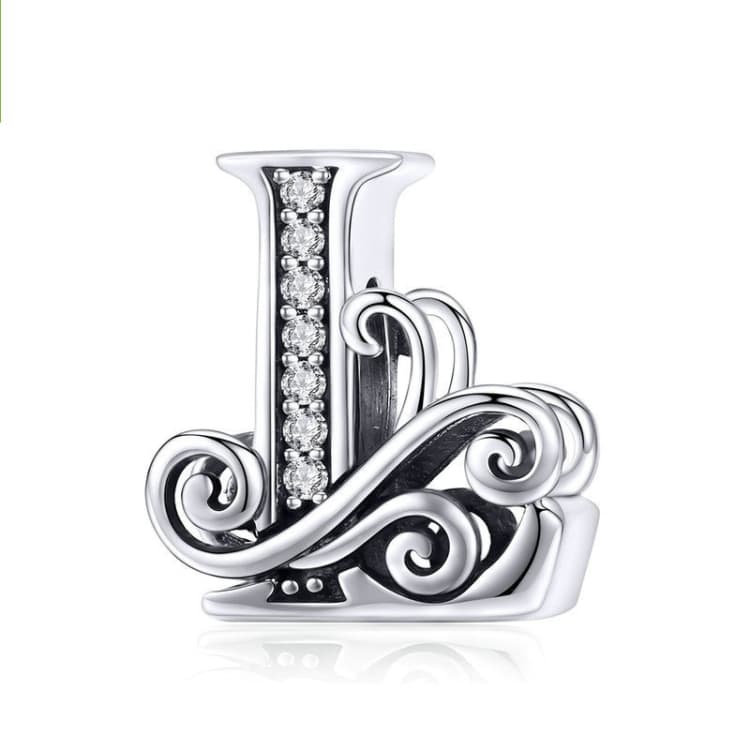 BSC030 26 Letters DIY Bracelet Beaded Accessories Zircon Silver Beads, Style: L - Immagine 1