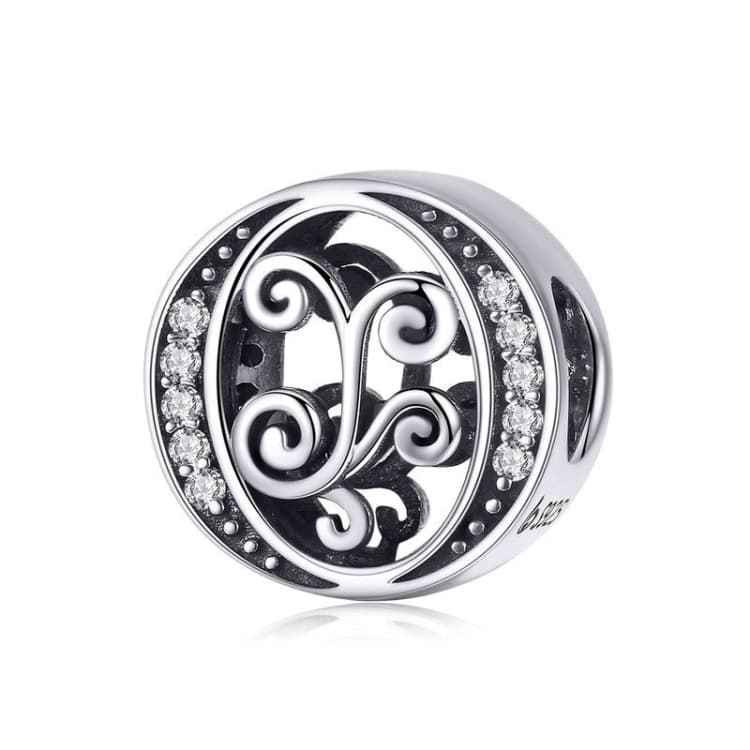 BSC030 26 Letters DIY Bracelet Beaded Accessories Zircon Silver Beads, Style: O - Immagine 1