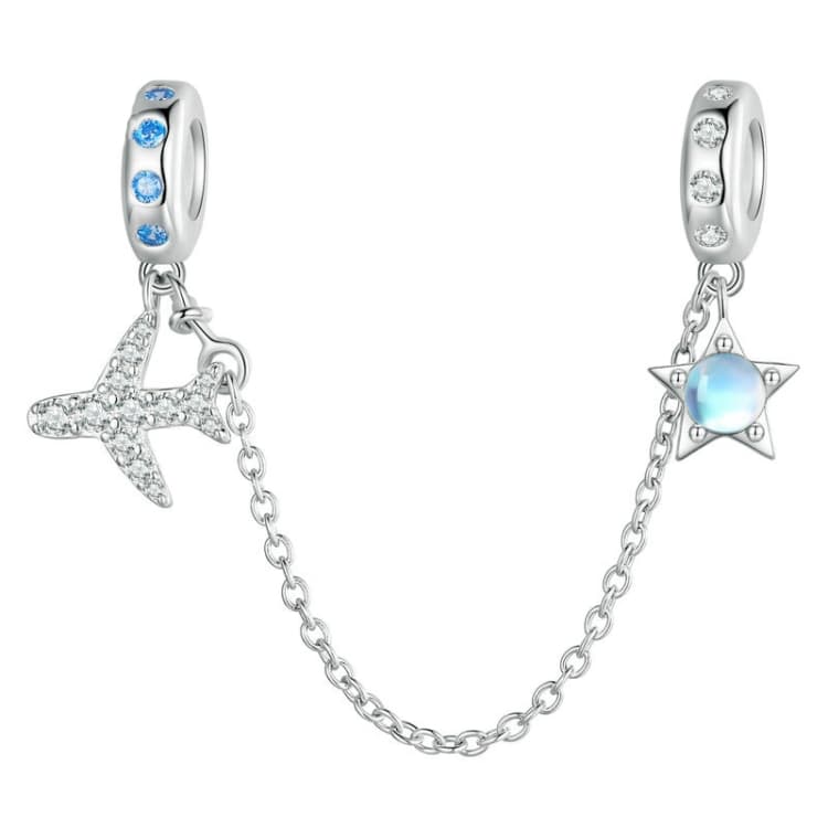 BSC738 Airplane Star Chain Accessories 925 Silver Bead - Immagine 1