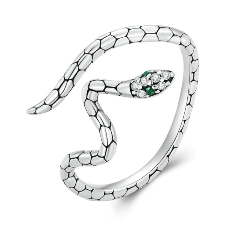 BSR347 Anello aperto serpente avvolto in argento sterling S925 con zirconi - Immagine 1