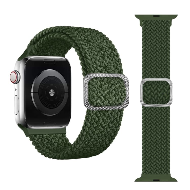 Cinturino per Apple Watch con fibbia intrecciata elastica per Apple Watch Ultra 49mm e Watch Ultra 2 49mm / Series 9&8&7 45mm / SE 3&SE 2&6&SE&5&4 44mm / 3&2&1 42mm (Verde) - Immagine 1