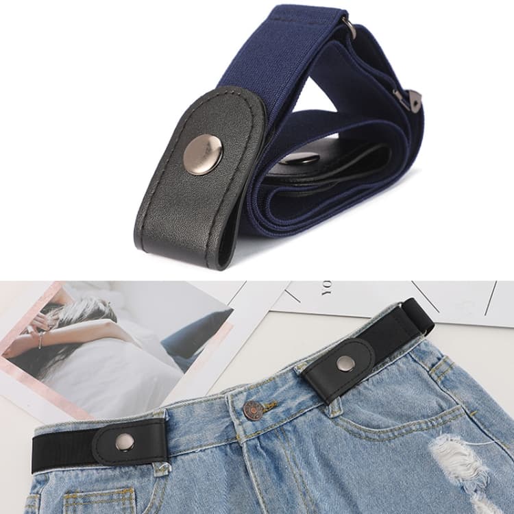 Cintura elastica in pelle PU senza fibbia, lunghezza: 110 cm (blu) - Immagine 1
