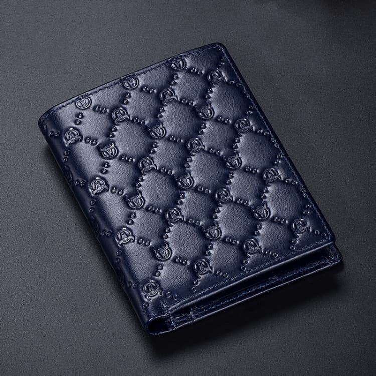 BULL CAPTAIN 0204 First-Layer Cowhide Anti-Theft Card Clamp Men Wallet, Colour: Cool Blue (Vertical) - Immagine 1