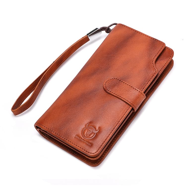 BULL CAPTAIN 028 Long Buckle Retro Cowhide Multi-Function Wallet (Yellow Brown) - Immagine 1