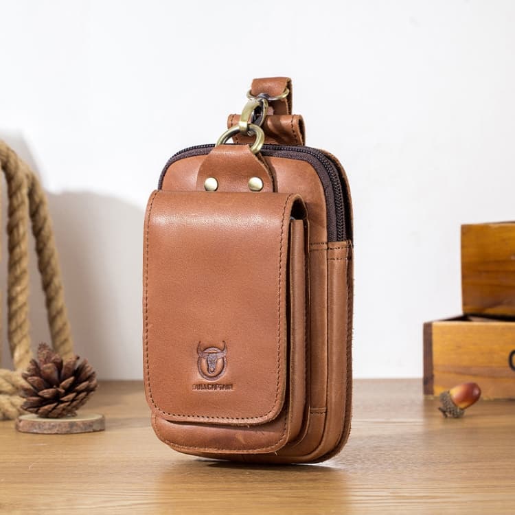 BULL CAPTAIN 028 Multi-Function Cattle Leather Waist Bag Magnetic Buckle Mobile Phone Belt Bag(Yellow Brown) - Immagine 1