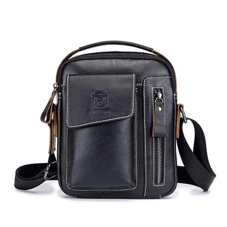 BULL CAPTAIN 037 First-Layer Cowhide Messenger Bag Male Soft Leather Shoulder Bag(Black) - Immagine 1