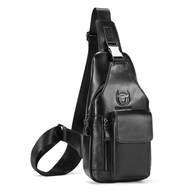 BULL CAPTAIN 8 inch Vintage Men Genuine Leather Crossbody Bag(Black) - Immagine 1