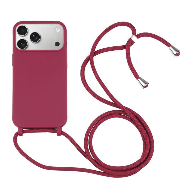 Candy Colors TPU Protective Phone Case with Lanyard For iPhone 17 Pro(Red) - Immagine 1