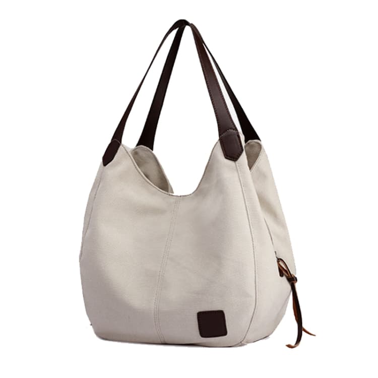 Canvas Bag Simple Wild Lady Retro Art Casual Bag Single Shoulder Bag(Beige) - Immagine 1
