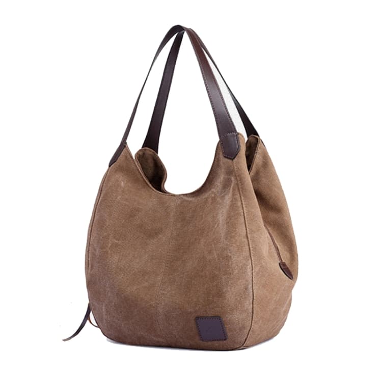 Canvas Bag Simple Wild Lady Retro Art Casual Bag Single Shoulder Bag(Coffee) - Immagine 1