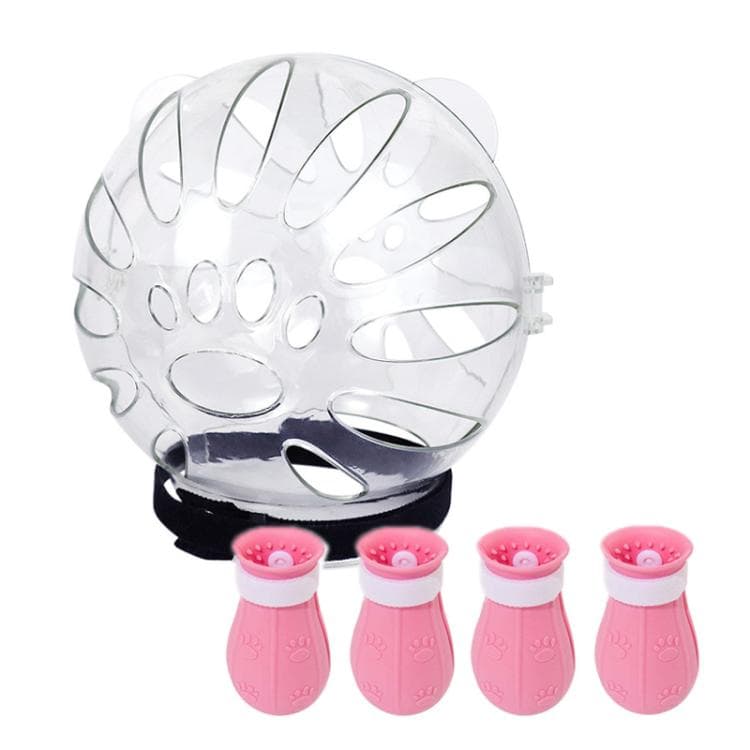 Cappuccio spaziale per gatto anti-morso + coprizampe di seconda generazione, Colore: Rosa Piccolo