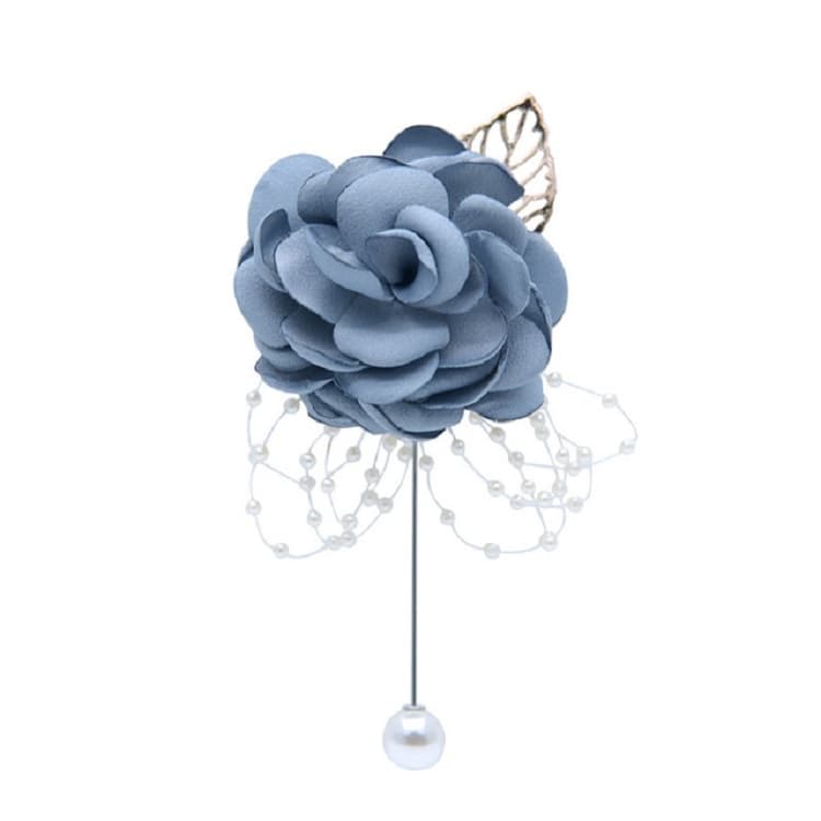Cloth Flower Pearl Brooch Coat Accessories(Dark Green)