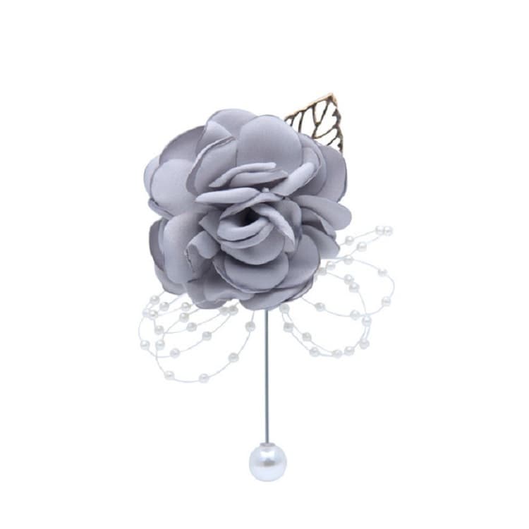 Cloth Flower Pearl Brooch Coat Accessories(Light Gray)
