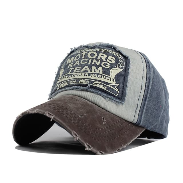 Berretto da baseball colorato con visiera retrò lettera, berretto da sole per attività all'aperto e viaggi per adulti (marrone + blu navy) - Immagine 1