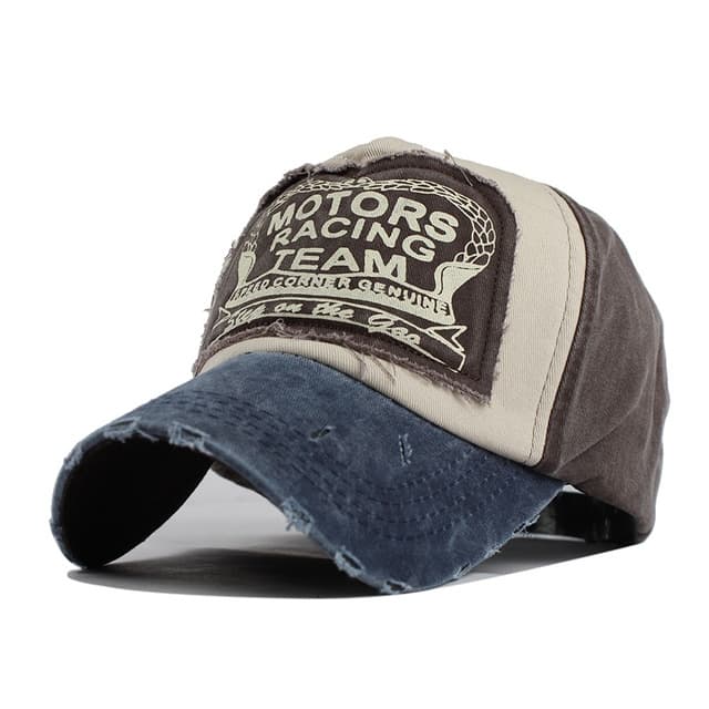 Berretto da baseball colorato con visiera retrò, berretto da sole per attività all'aperto e viaggi per adulti (blu navy + marrone) - Immagine 1