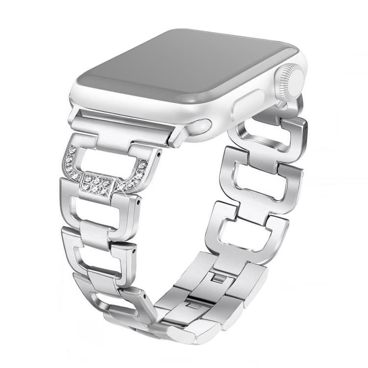 Cinturino per orologio in acciaio inossidabile con diamanti colorati per Apple Watch Series 7 45mm / 6 & SE & 5 & 4 44mm / 3 & 2 & 1 42mm (Argento) - Immagine 1