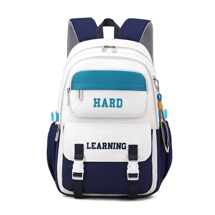Contrast Color Casual Backpack College School Bag 15.6-inch Laptop Bag(Blue and white) - Immagine 1