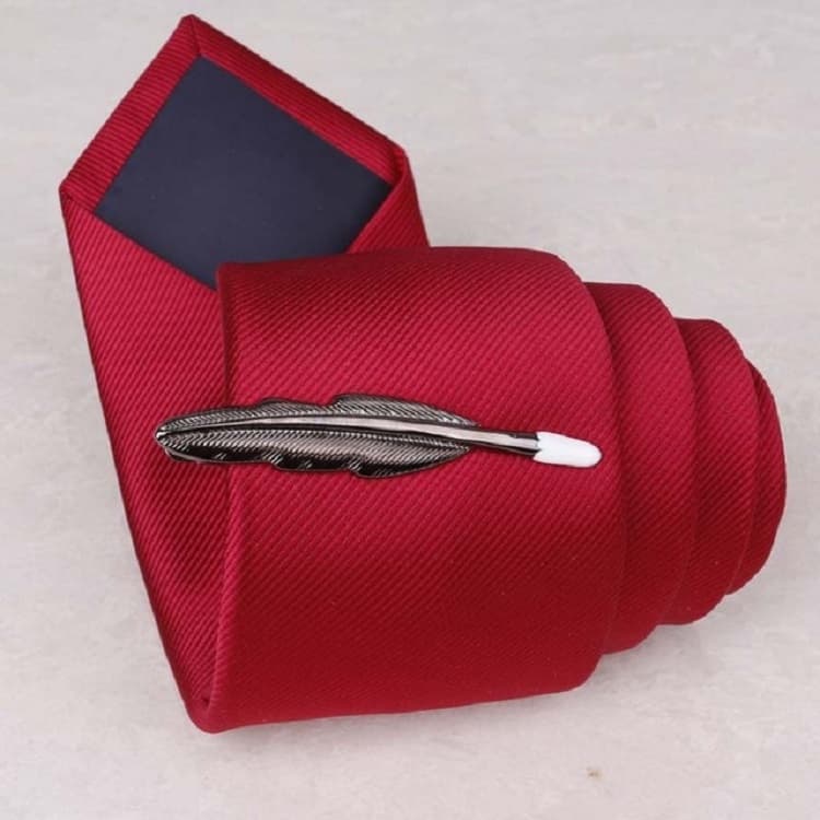 Copper Tie Clip Clothing Accessories, Style:Black Feather Pen