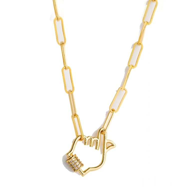 Collana in rame con zirconi placcata oro vero, collana clavicola squisita (Cuore) - Immagine 1