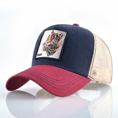 Berretto da baseball in cotone ricamato con tigre (Rosso1 Tigre) - Immagine 1