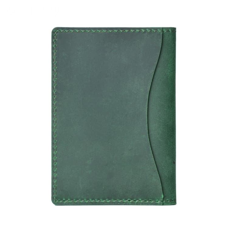 Cowhide Card Holder Simple Bank Card Storage Folder Membership Card Holder Wallet(Crazy Horse Skin Ink Green) - Immagine 1